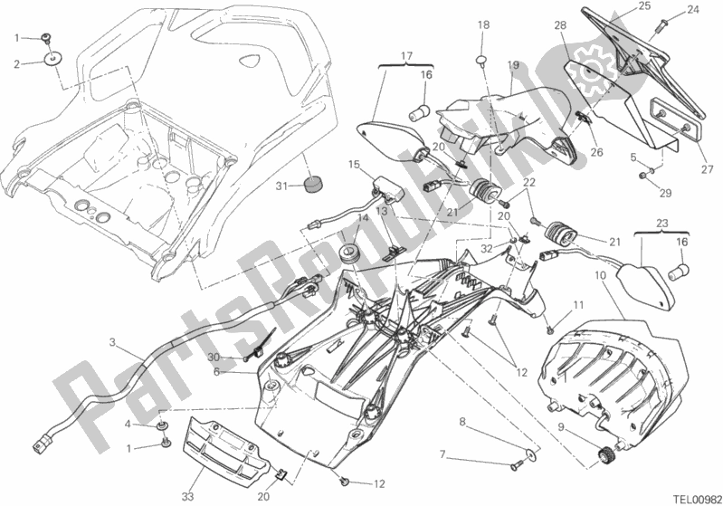 Toutes les pièces pour le Support De Plaque D'immatriculation - Feu Arrière du Ducati Multistrada 1200 Enduro Thailand 2016